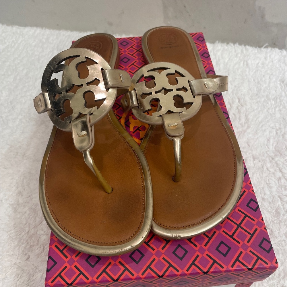 Tory Burch Miller Rose Gold Sandals Size 11